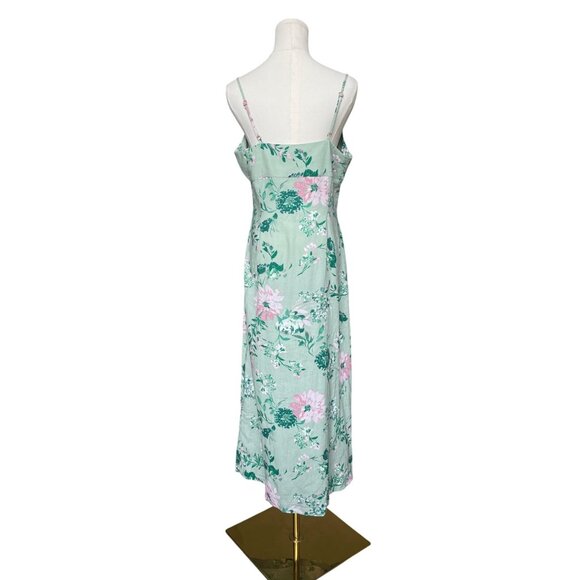 Zara Linen Floral Midi Dress L NWT Easter Bloomcore Dainty Coquette Babydoll - Picture 4 of 10